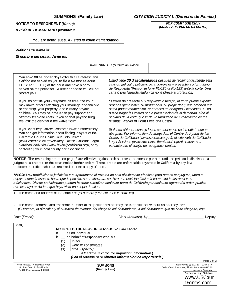 Summons Family  Form