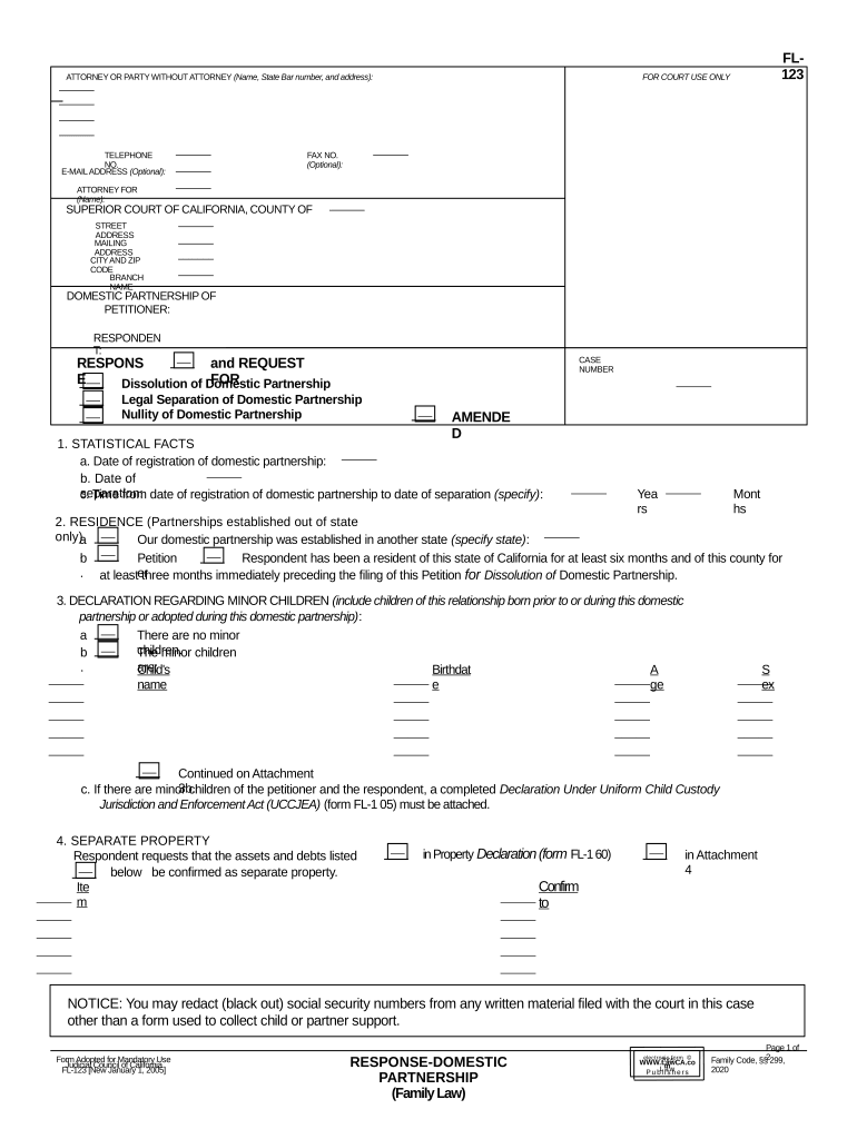 California Domestic Partnership  Form