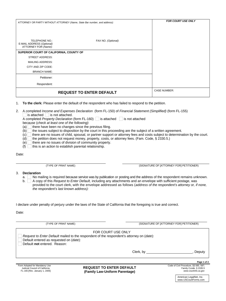 Ca Default Form