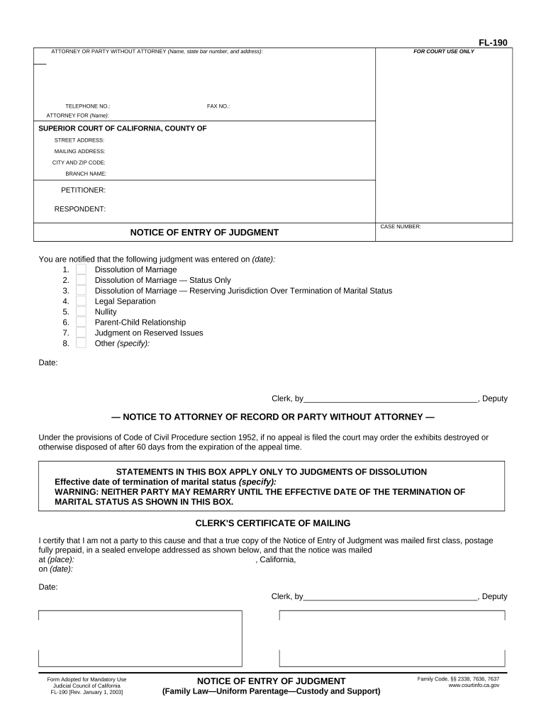 California Family Law  Form