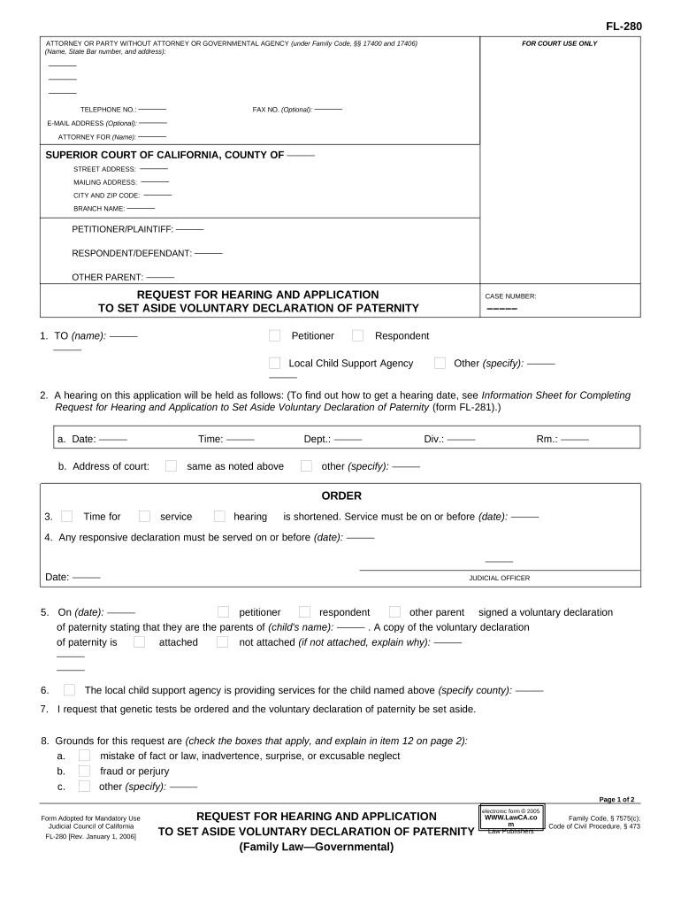 Voluntary Declaration Paternity  Form