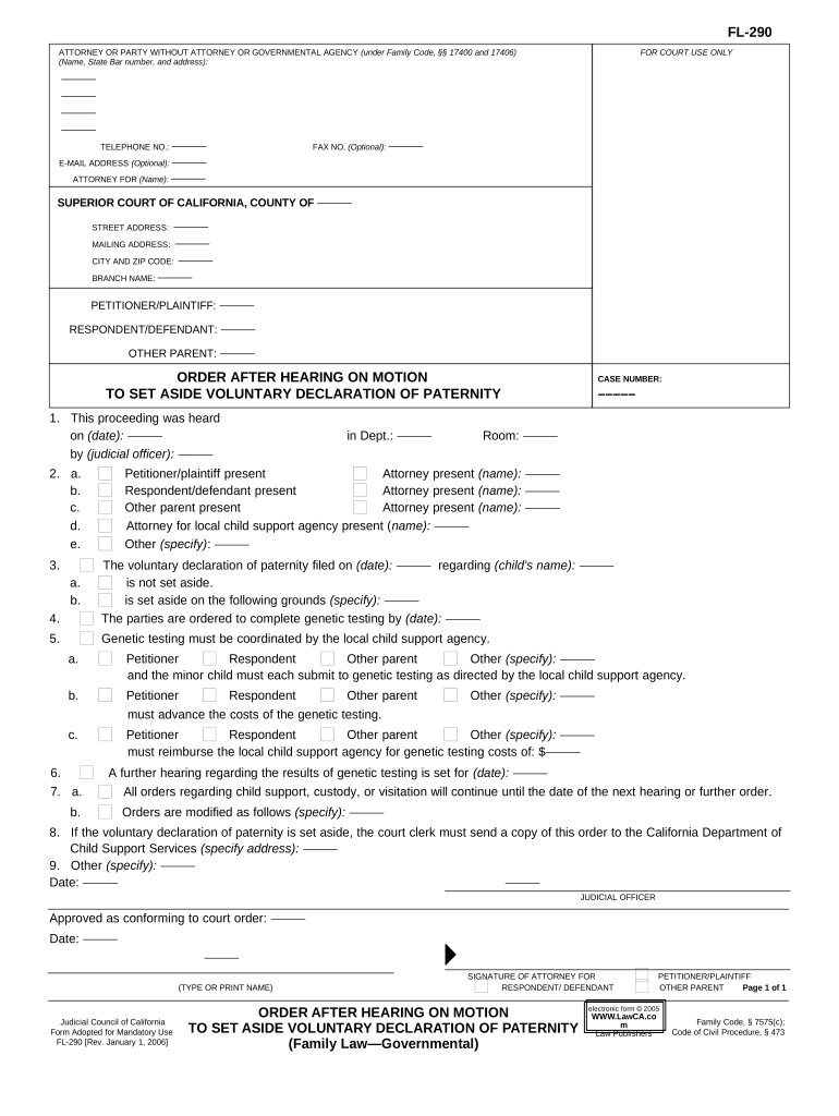 California Order Motion  Form