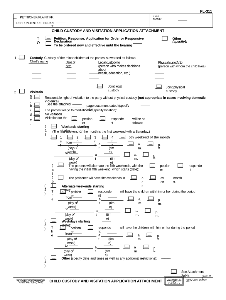 California Child Visitation  Form