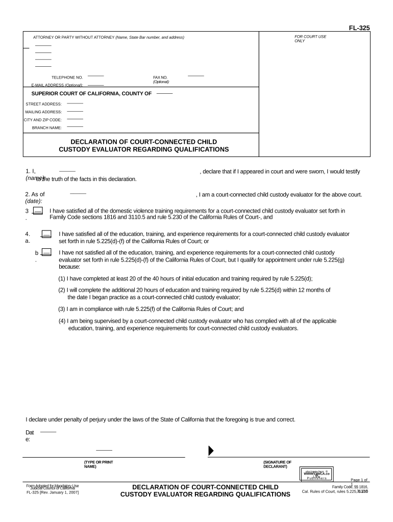 Court Child Custody  Form