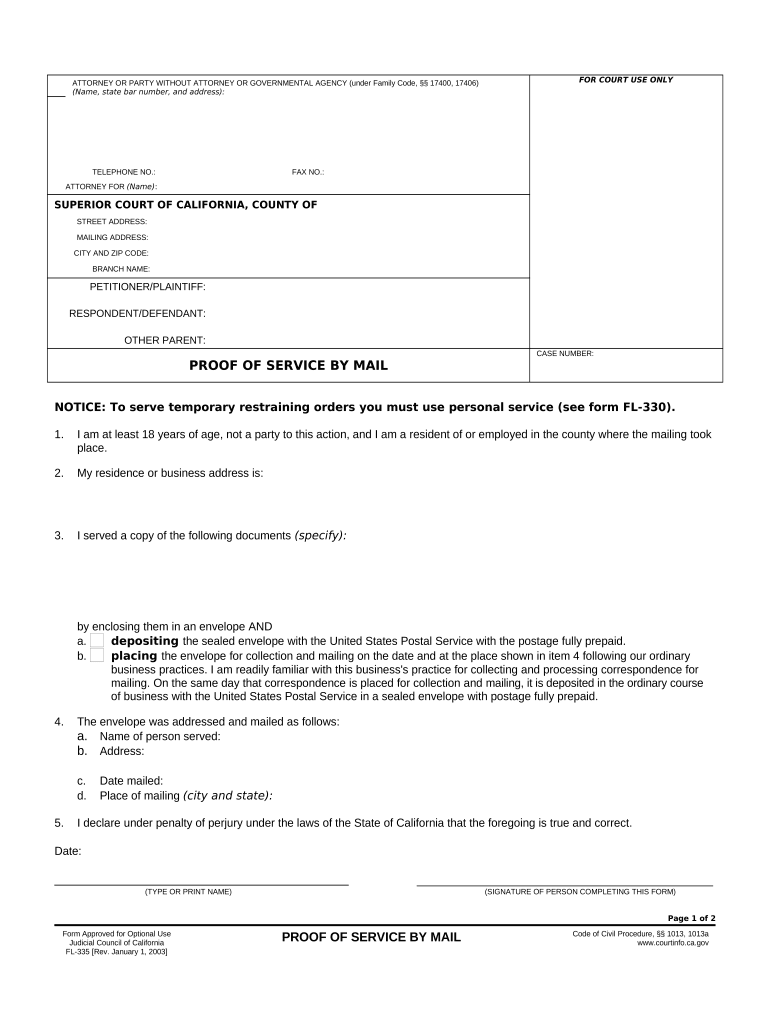Proof Service Mail  Form
