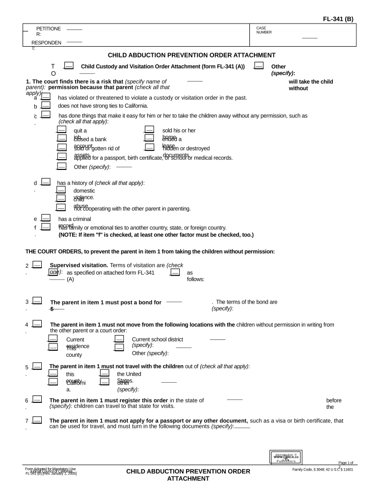 Child Abduction Order  Form