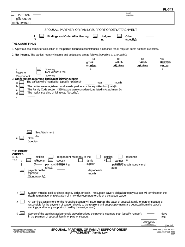 California Family Support  Form