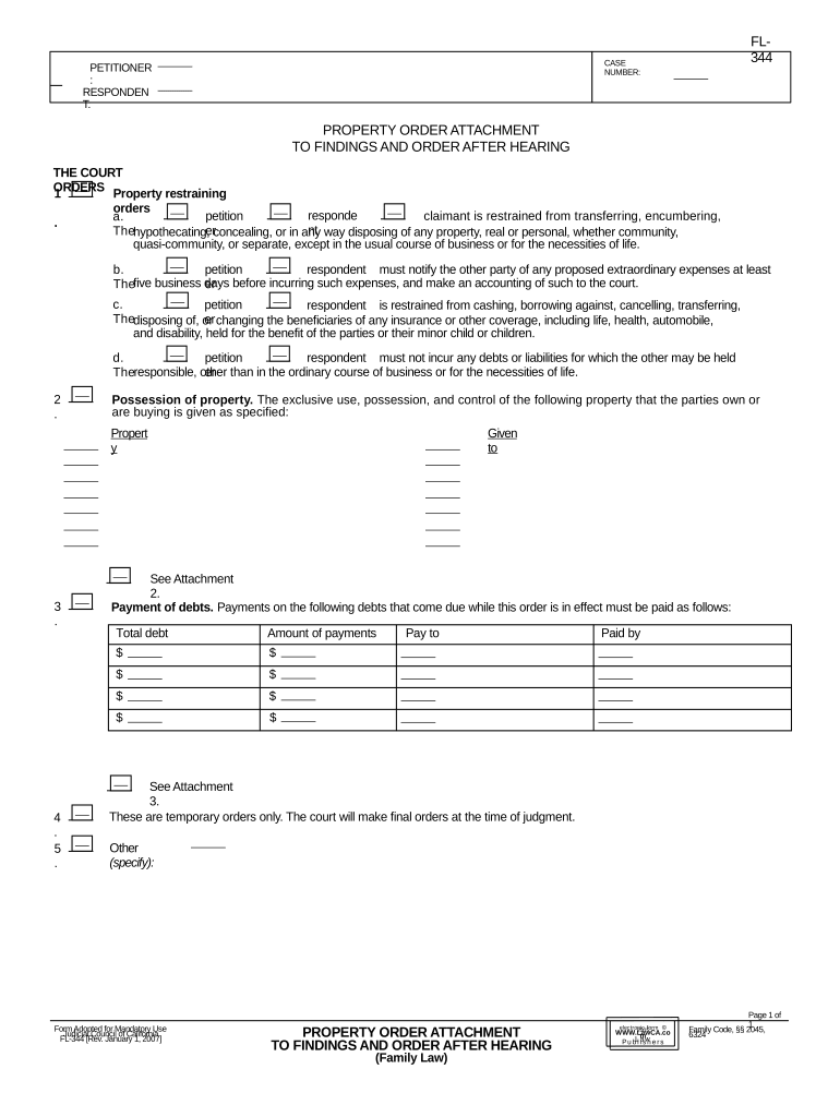 Attachment Family Law  Form