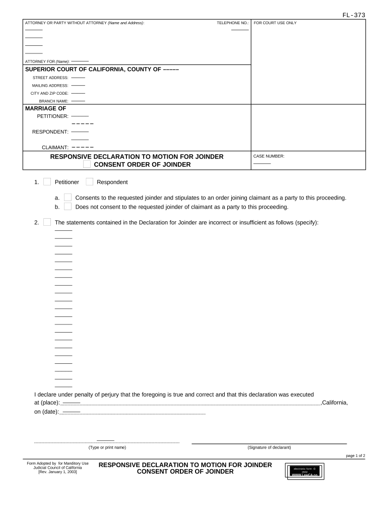 Motion Joinder California  Form