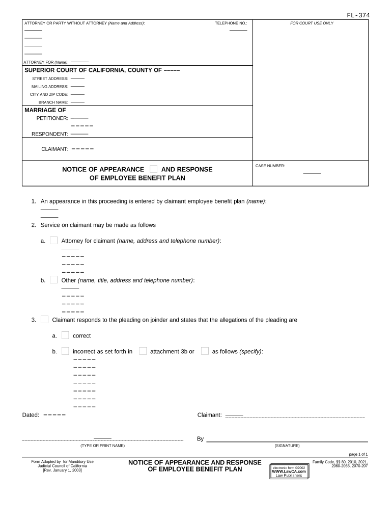 California Notice Appearance  Form