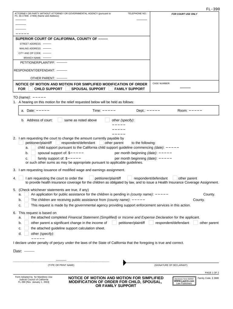 Ca Child Support  Form