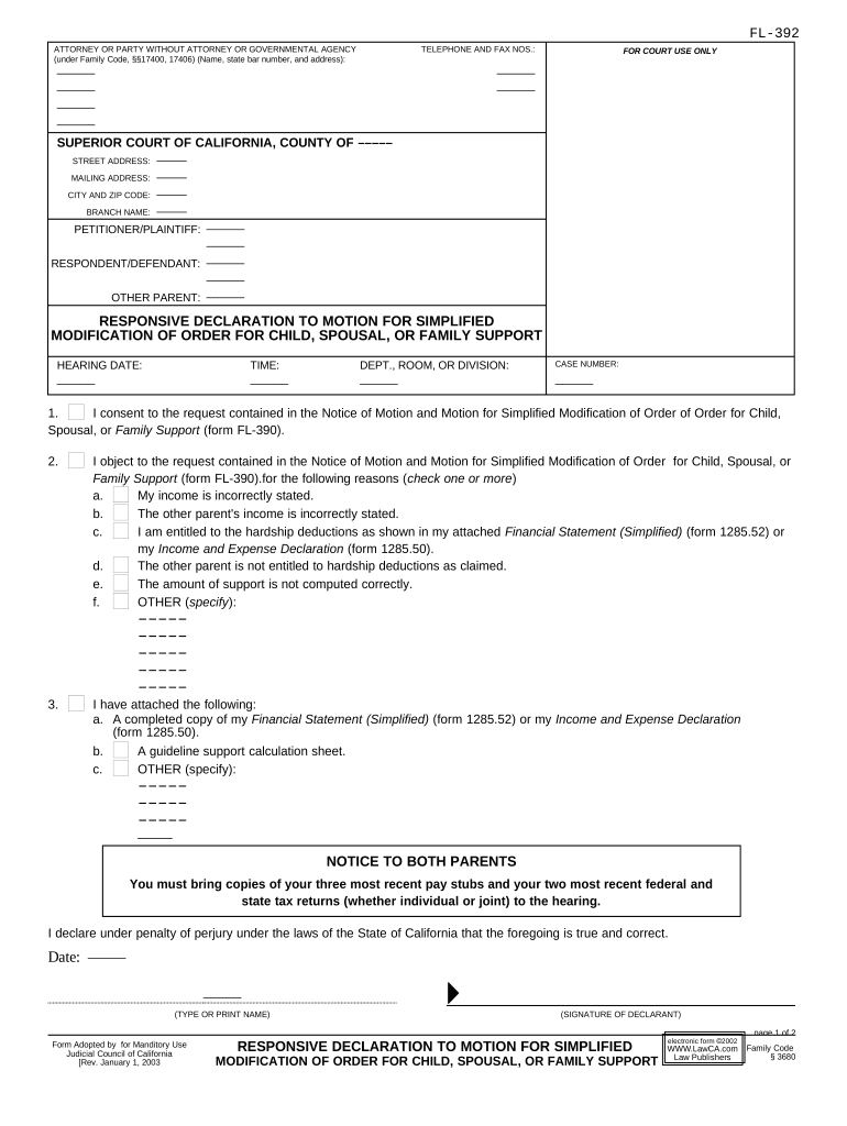 Declaration Modification  Form