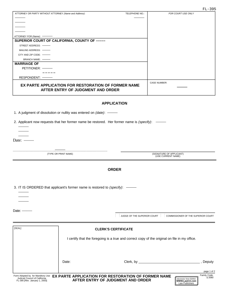 Ex Parte Application  Form