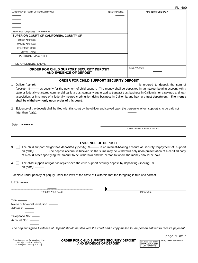 California Child Support  Form