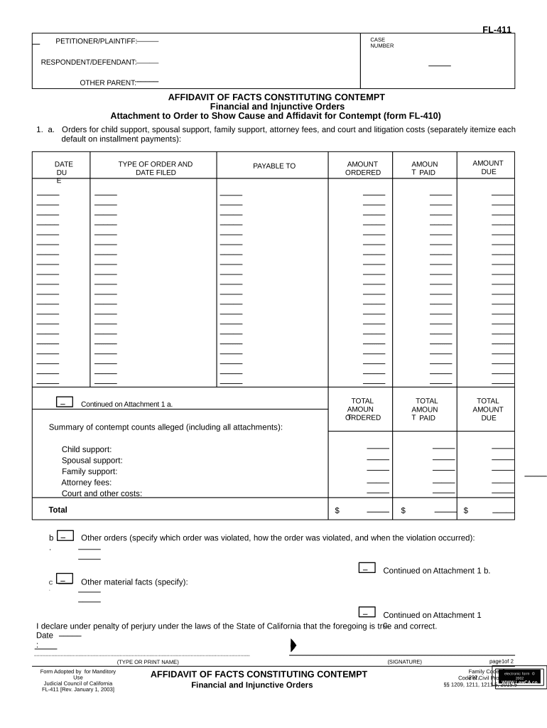 California Contempt  Form