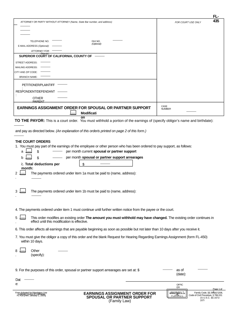 Assignment Order California  Form