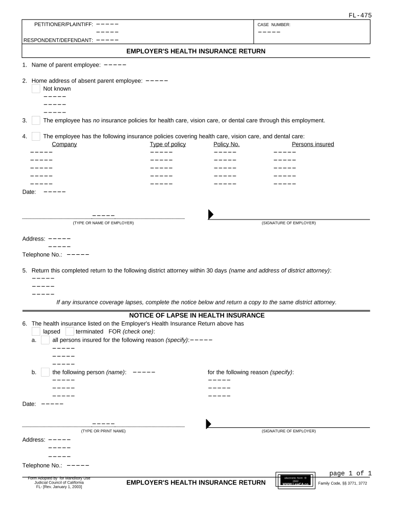 Employer's Health Insurance Return California  Form