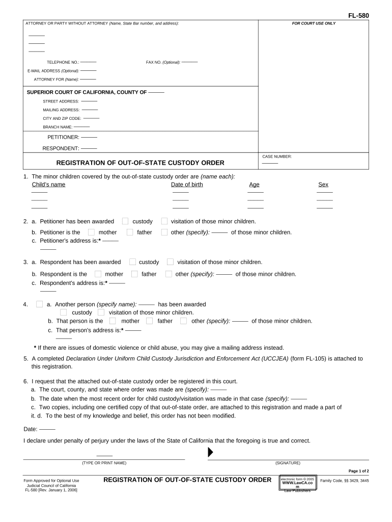 California State Custody  Form