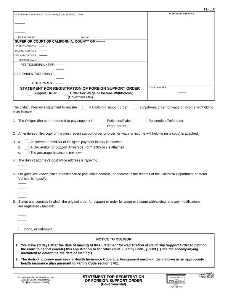 Ca Statement of File  Form