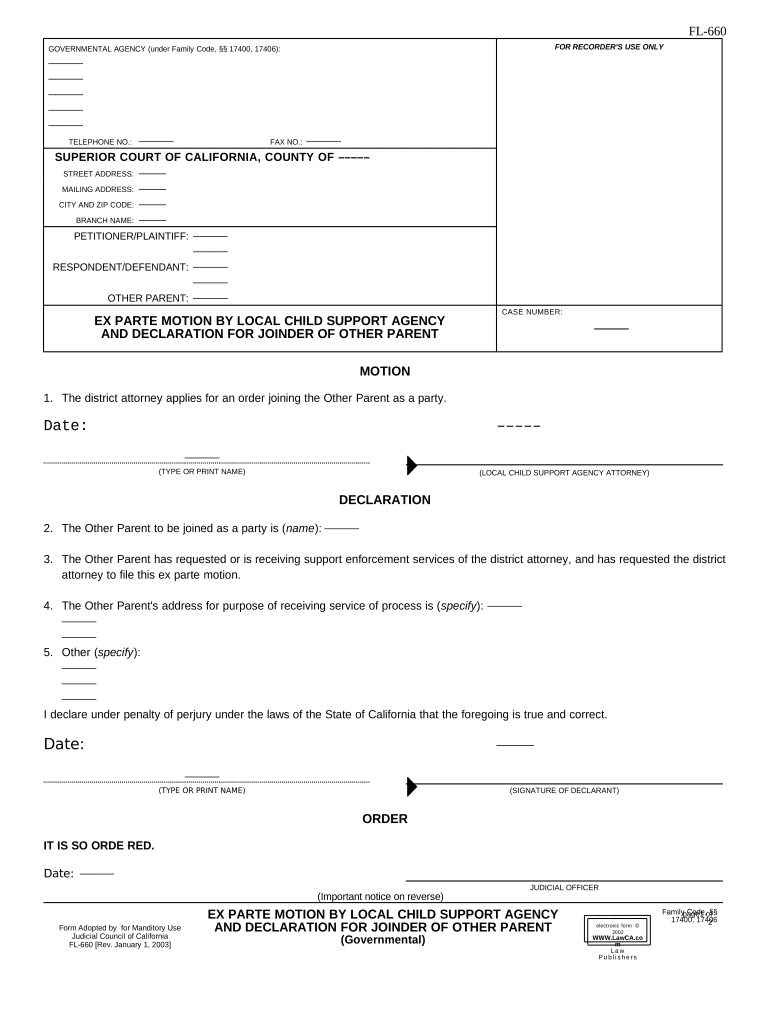 Ex Parte Motion  Form