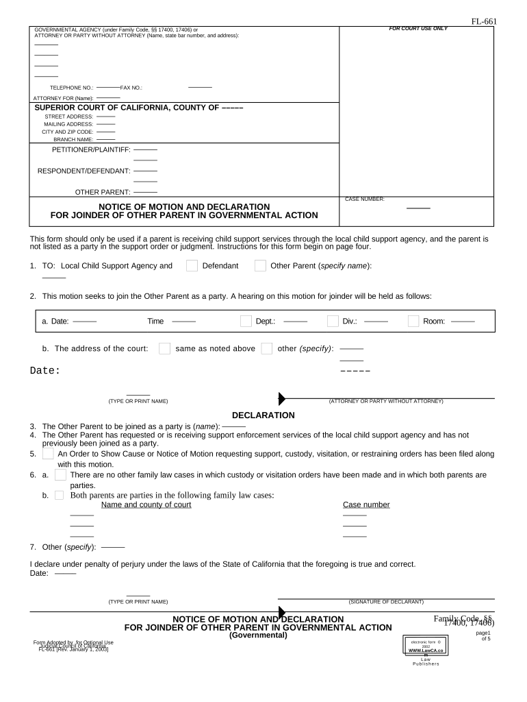 California Notice Motion  Form