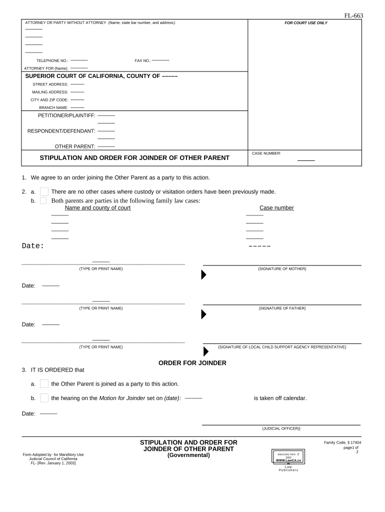 California Stipulation Agreement  Form