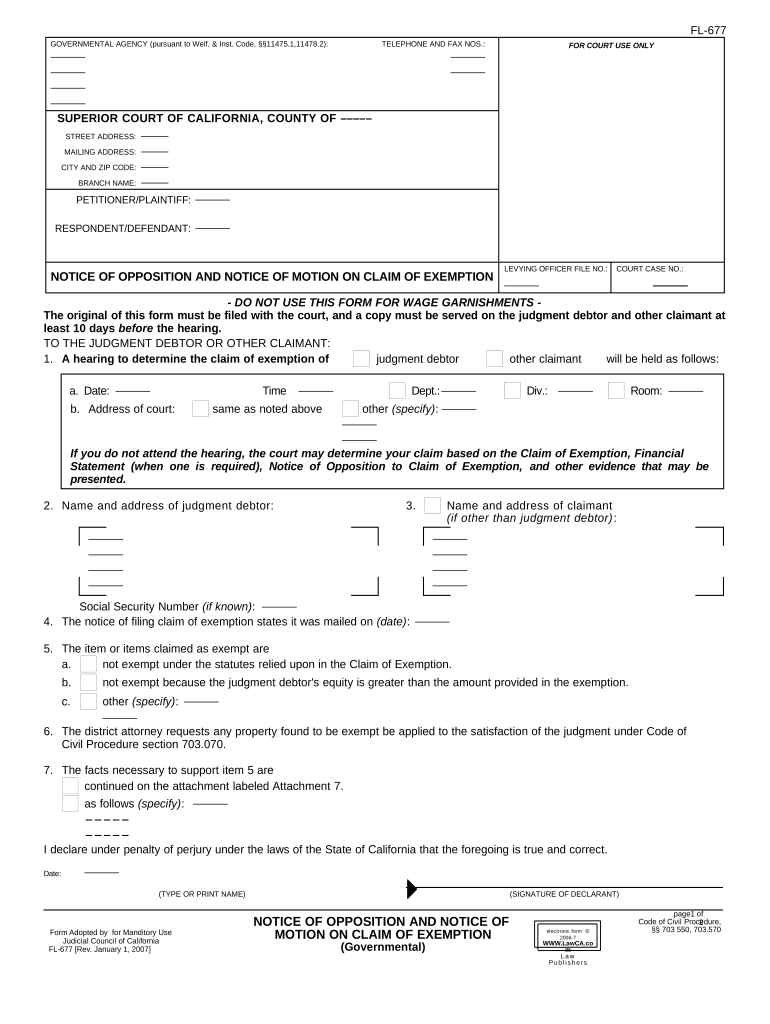 Ca Opposition  Form