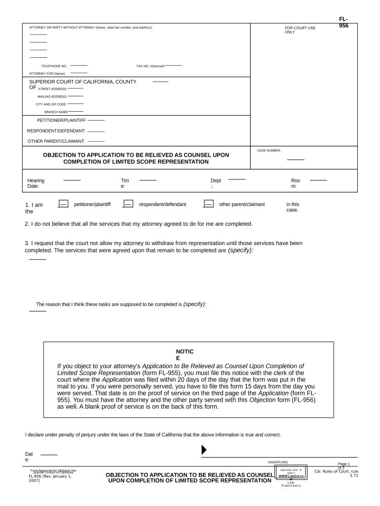 California Objection  Form