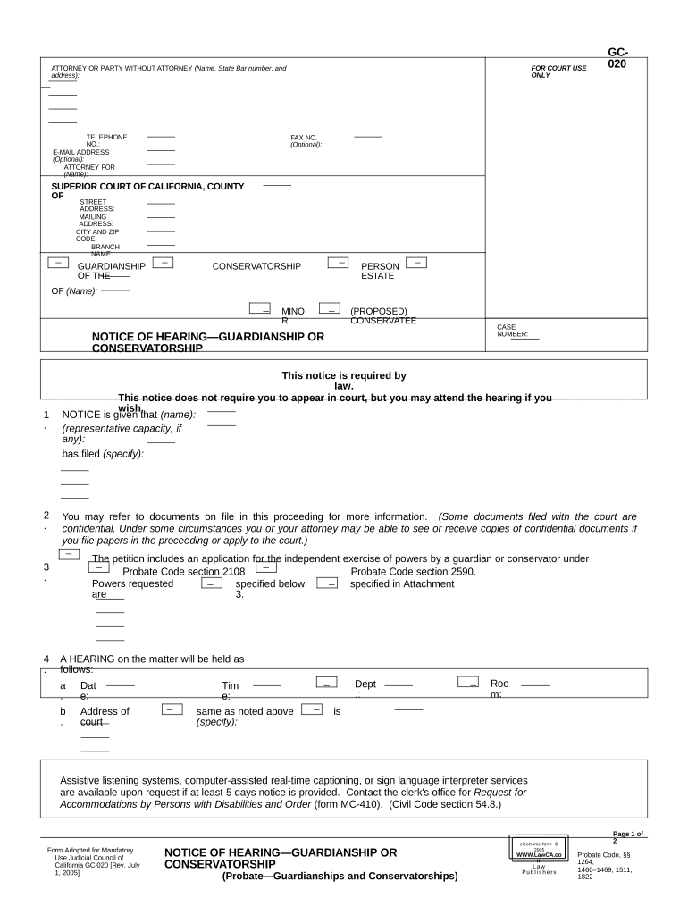 California Guardianship  Form