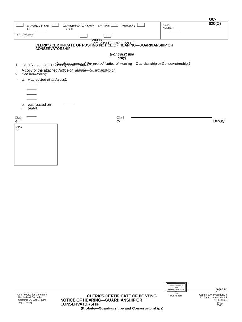 California Notice Hearing Sample  Form