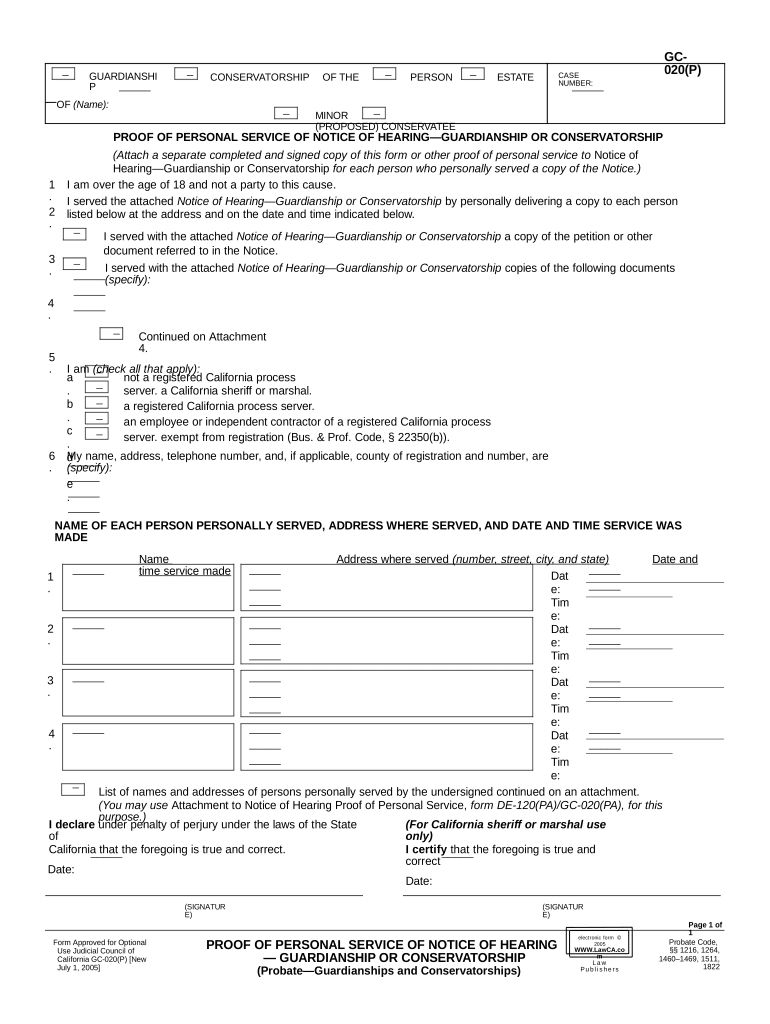 Ca Proof Personal  Form