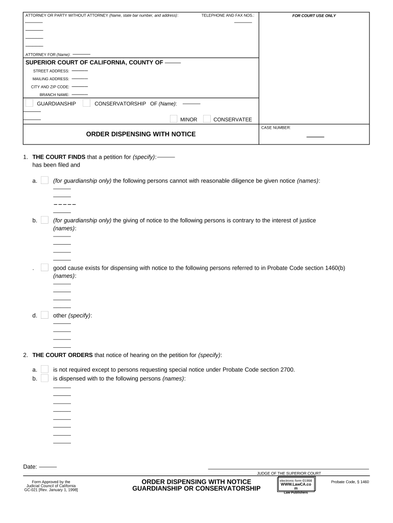 Dispensing with Notice  Form