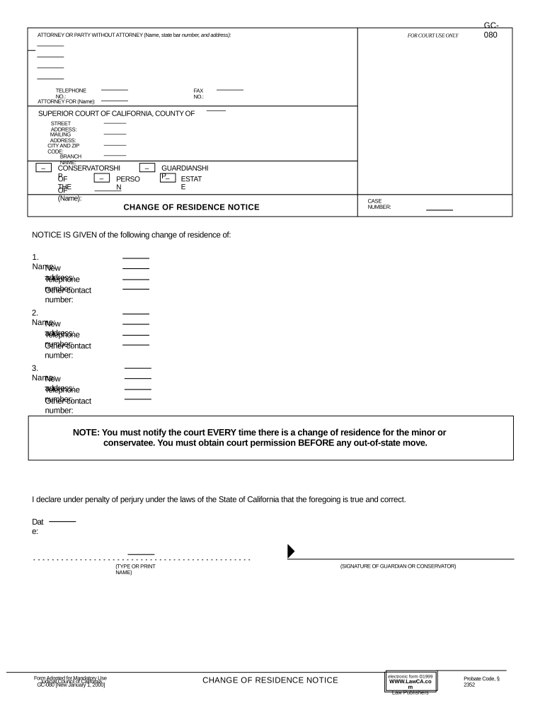 Change Residence Online  Form