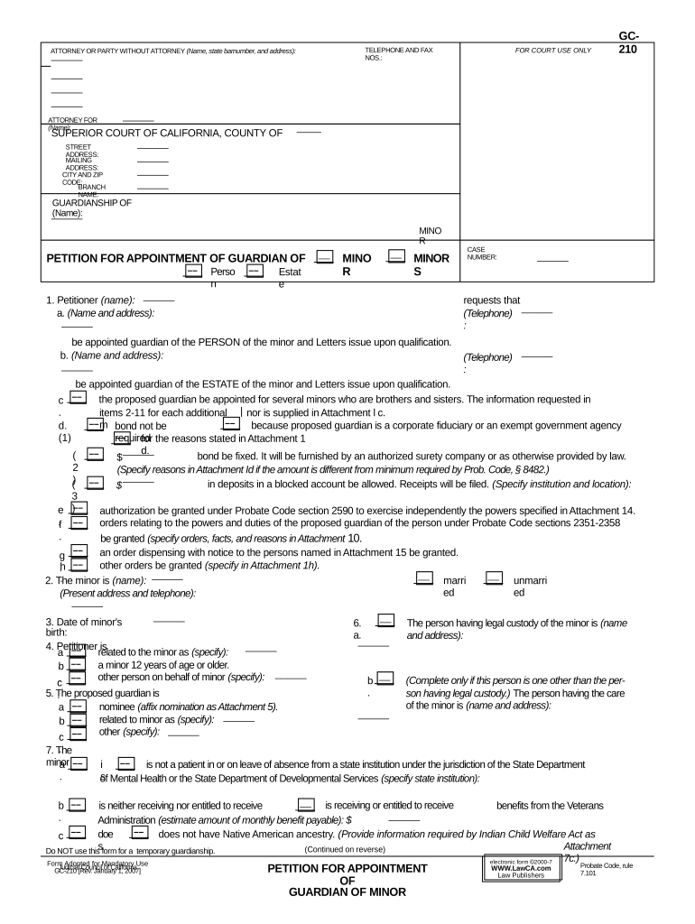 Appointment Guardian Minor  Form