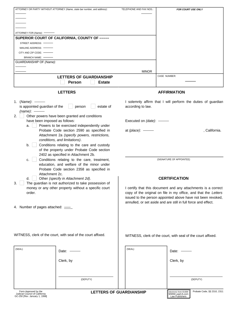 California Guardianship  Form