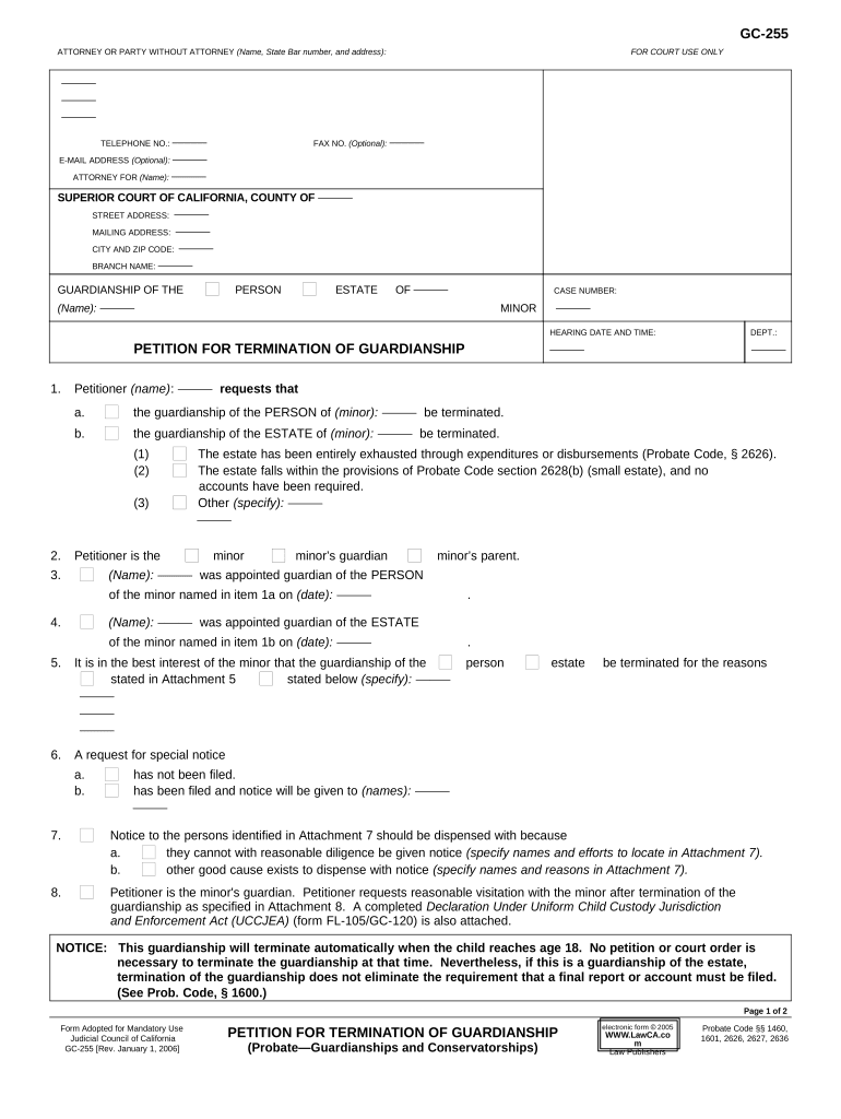 Terminating Guardianship  Form