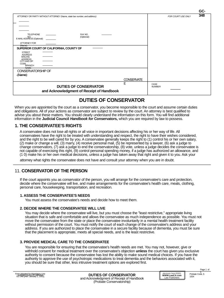 California Conservator  Form