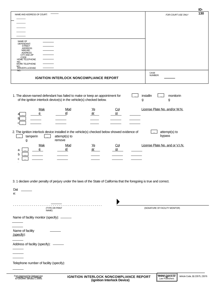 California Noncompliance  Form