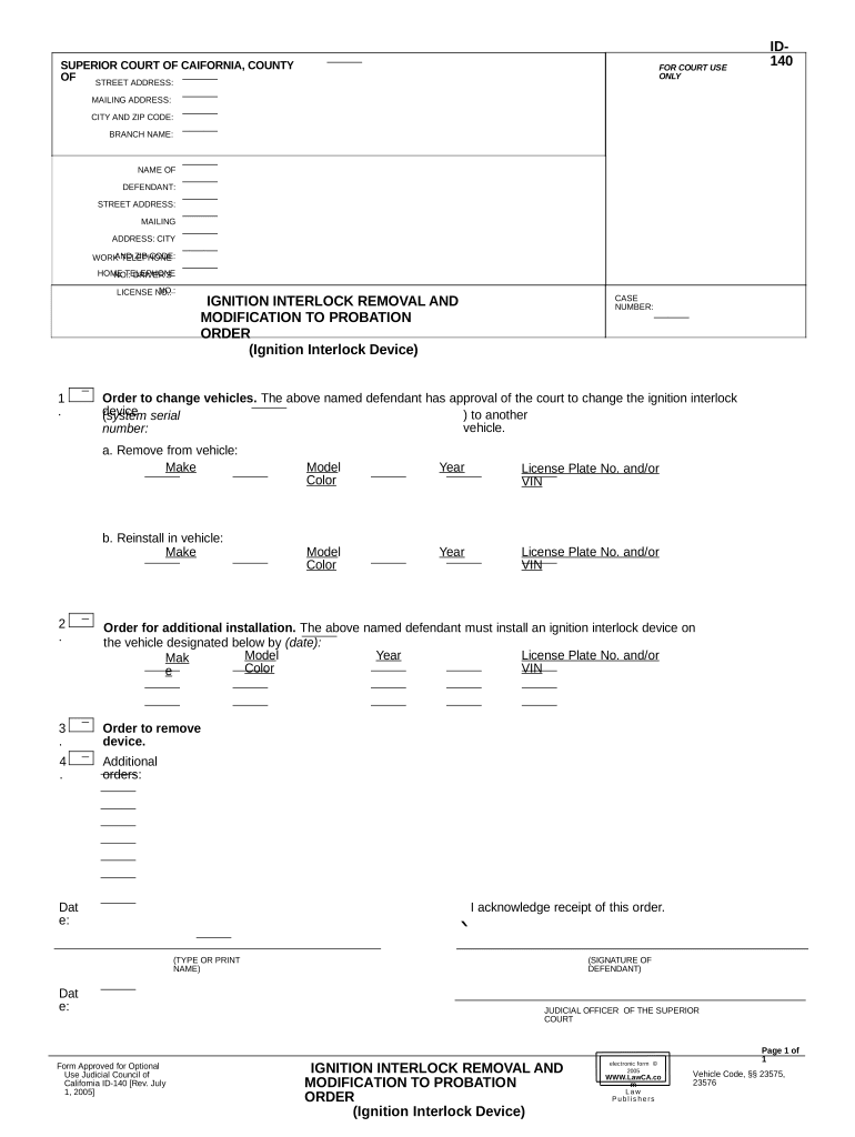 California Interlock Form