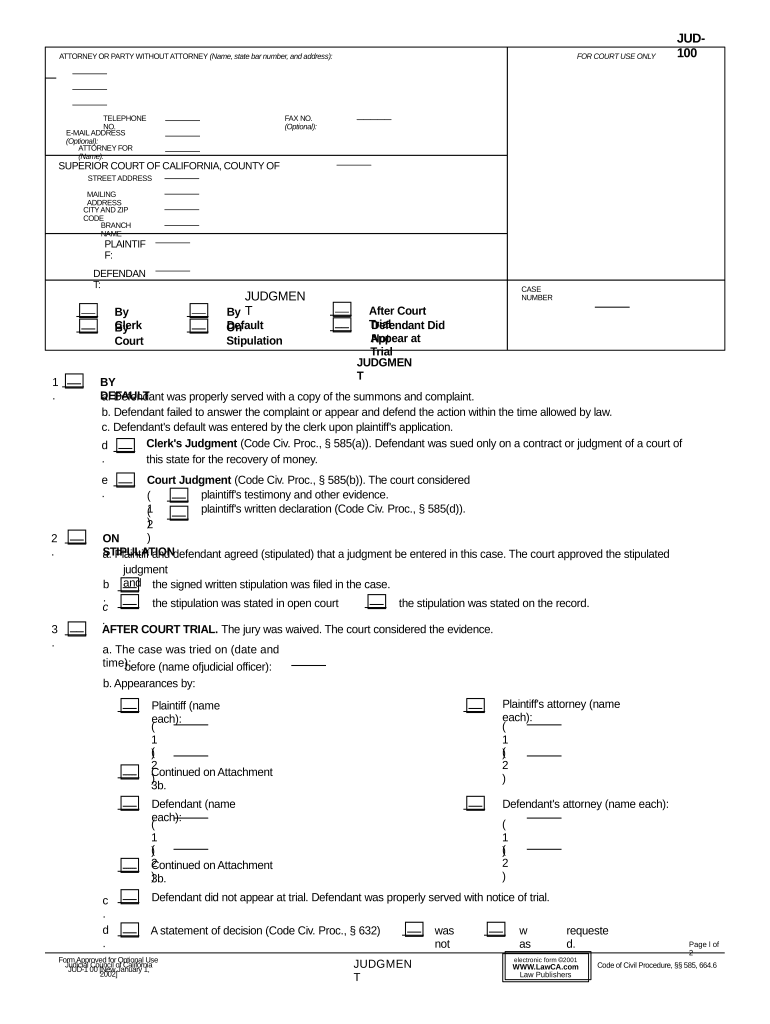 Ca Judgment  Form