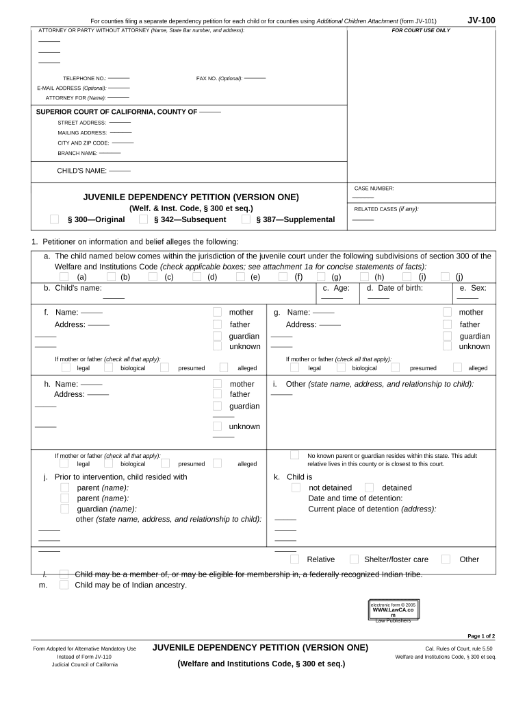 Juvenile Dependency  Form