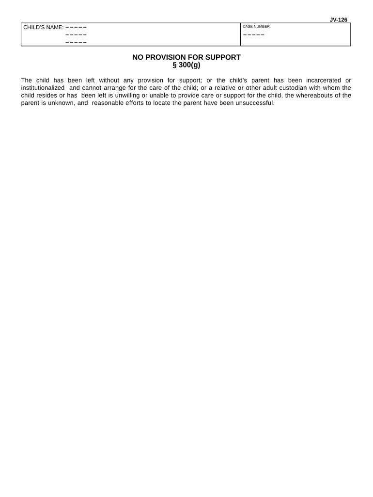 No Provision for Support California Form