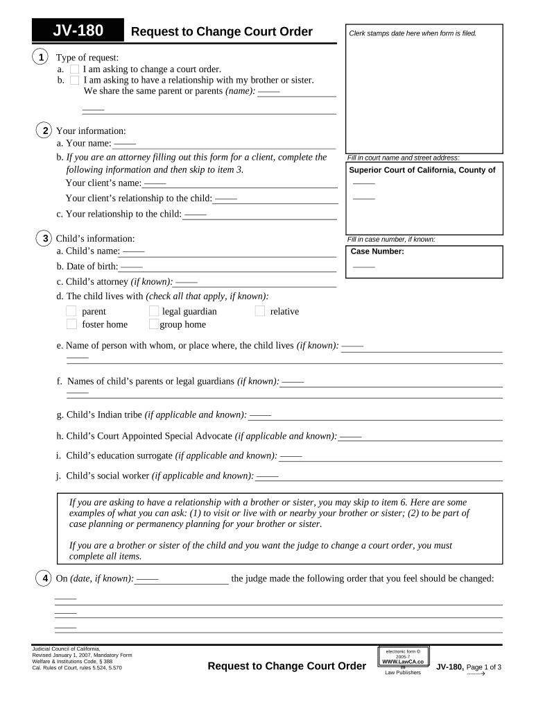 California Modification  Form