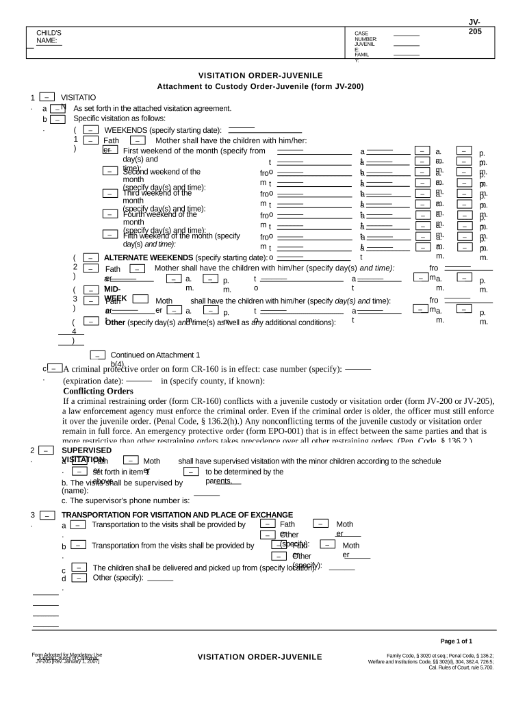 Ca Visitation  Form