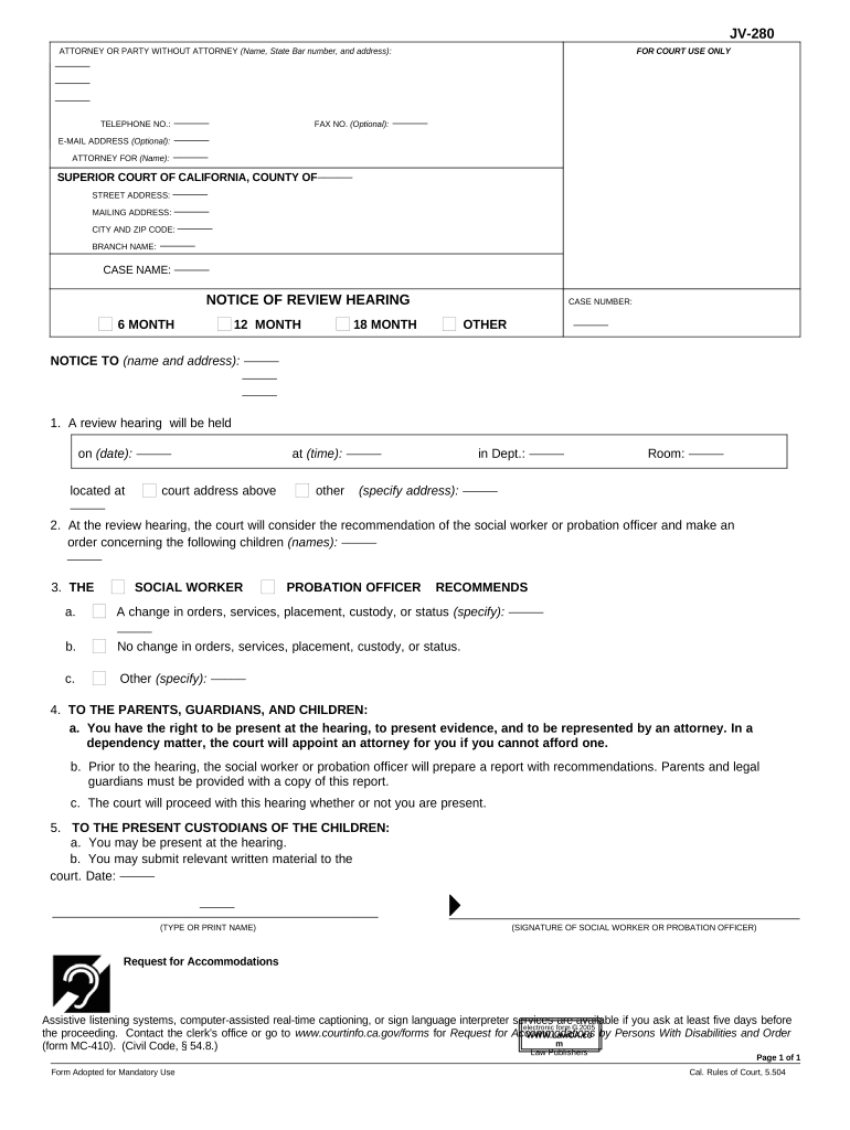 Ca Notice Hearing  Form