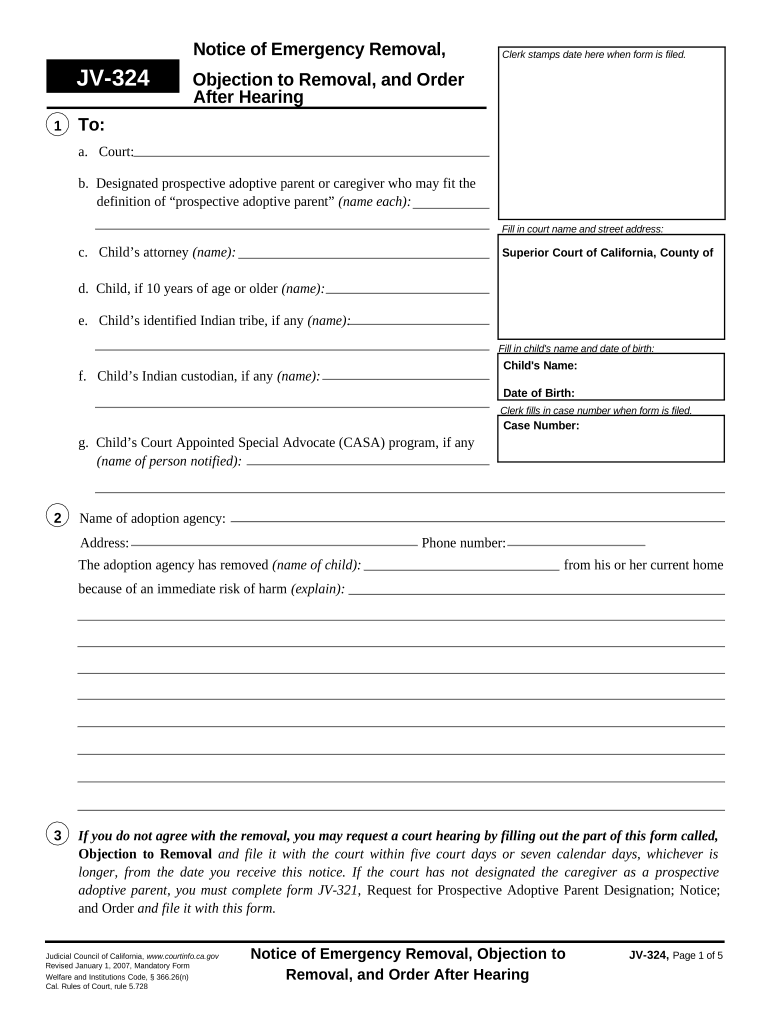 Emergency Removal  Form