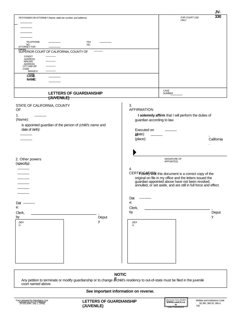 California Guardianship  Form