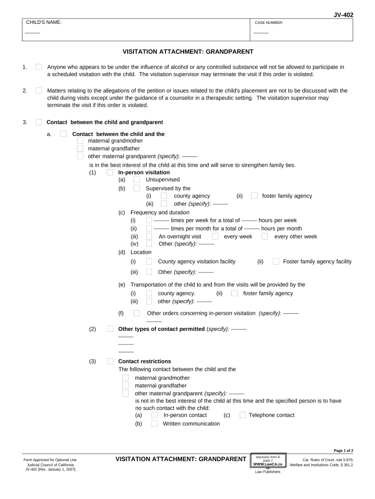 California Grandparents  Form