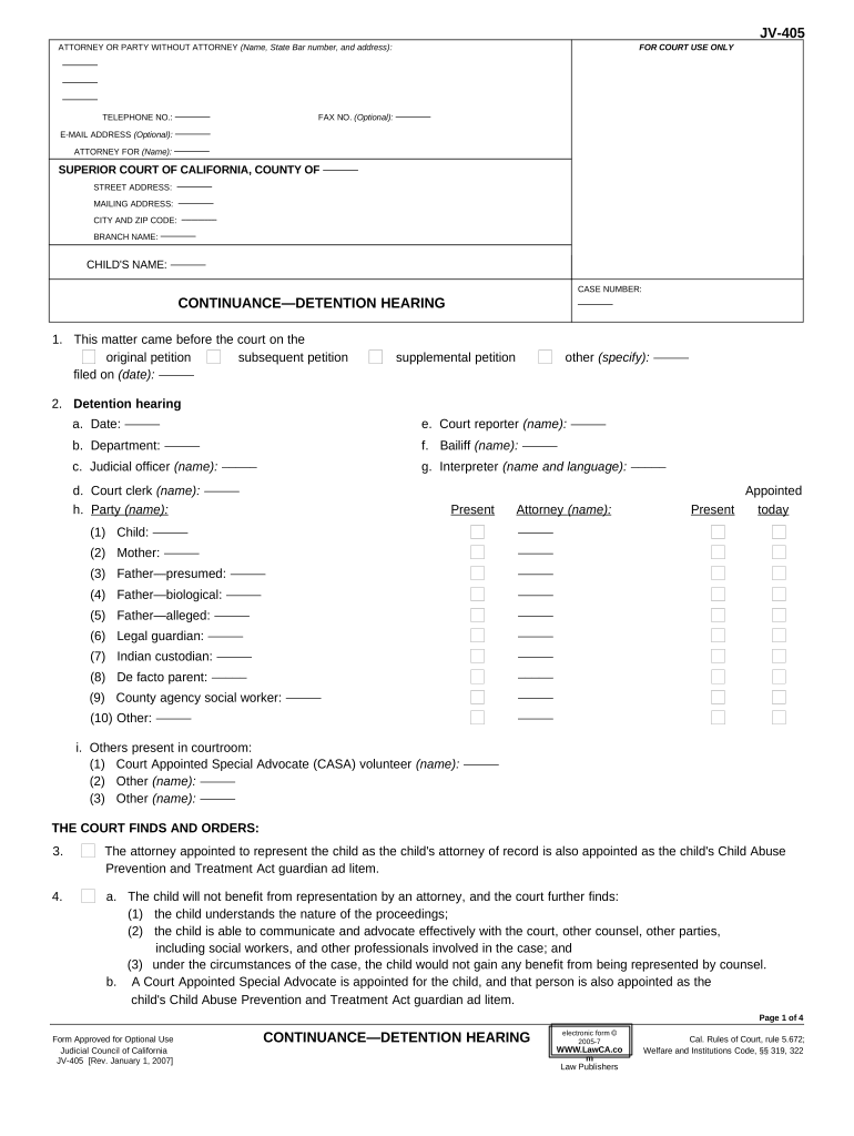 Ca Continuance Template  Form