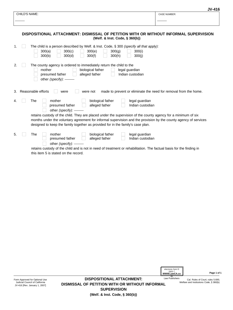 Ca Dismissal  Form